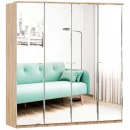 Шкаф четырехстворчатый с 4 зеркалами Фиджи 010 Дуб Золотой Белый_9