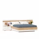 Кровать двуспальная 1600 с тумбами и декоративным щитом Фиджи 016 Дуб Золотой Белый_1