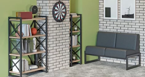 Стеллаж на регулируемых опорах - 4 полки LOFT VR.L-MST.O-4.4V Металл черный Дуб Аттик