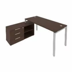 Рабочая станция на П-образном м/к с опорной тумбой левая Метал Сйстем Б.РС-СТС-2.4 Л Венге/Серый / Metal System