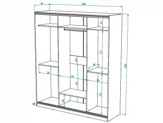 Шкаф-купе 2-х дверный Виктория 2000х584х2300, Бодега светлая 20ДЛДЗ-ПППЯ-Бс 310-1657