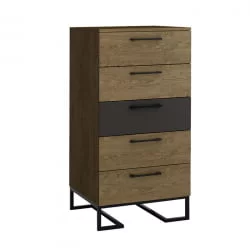 Комод Лофт с 5 ящиками Дуб табак-Графит / Loft