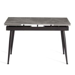 Раздвижной стол Lord Grey/Лорд Грей столешница керамика (глянцевая) / опоры металл, серый/черный, (120+30+30)x80x75 см