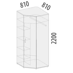 Шкаф для одежды угловой (прав) Эверест 500.03 Дуб Кронберг/Белый шпон/Плаза Стоун