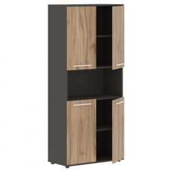 Шкаф с двумя комплектами глухих малых дверей ЕДИС ЕХCС 85.4 Дуб Денвер светлый Белый Мокко / EDIS EHCS