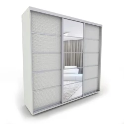 Шкаф-купе трехстворчатый с зеркалом Акцент-Квадро КВ 2100х600 Выбеленное дерево