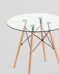 Стол круглый EAMES DSW NEW D=80 прозрачный стеклянный