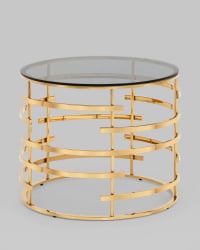 Круглый стол из стекла Инфлюэнс 60*60 стекло smoke сталь Золото