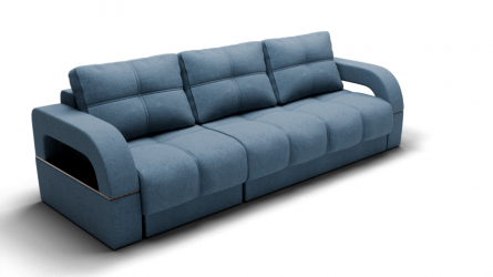 Диван Рич-2 (ЗР) Цвет фасада: Голубой; Тип: Левый/правый; Материал фасада: Металл/Велюр