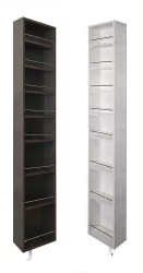 Шкаф в гостиную в белом глянцевом стекле Лупо Шелф (правый) Беленый дуб