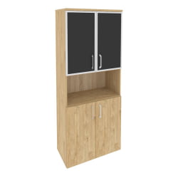 Шкаф высокий широкий ОНИКС О.СТ-1.4Р блаcк Тиквуд Светлый / ONIX O.ST-1.4R black