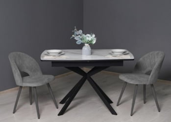 Обеденный стол Орфей 46 (02) Мрамор золотистый-Черный