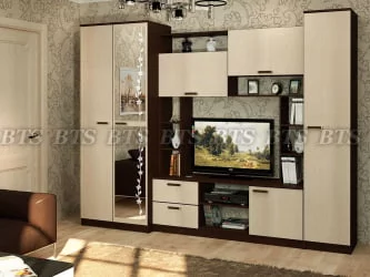Современная стенка в гостиную Флора (BTS) Венге/лоредо