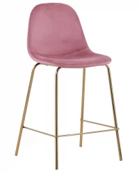 Стул полубарный Валенсия велюр Розовый золотые ножки