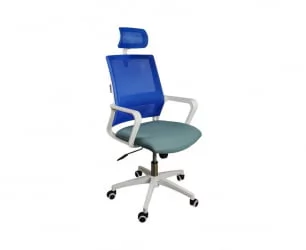 Кресло офисное Бит белый пластик Синий