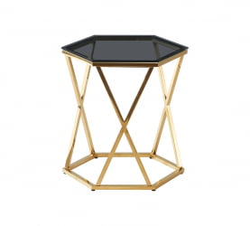 Журнальный столик Круз 48*42 стекло smoke сталь Золото