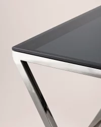 Журнальный стол ИНСИГНИЯ 55x55 Темный хром стекло smoke