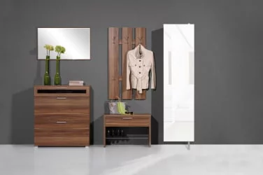 Распашной шкаф в гостиную в белом глянцевом стекле Драйв Шелф (правый) Венге