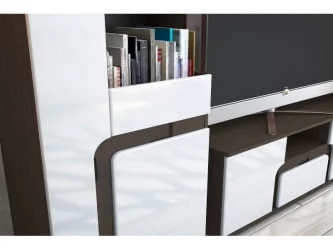 Гостиная Марсель со шкафом Венге Белый глянец