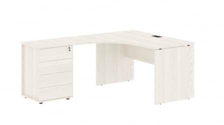 Стол эргономичный с тумбой левый ЕДИС ЕДCЕТ 1518 Л Ясень Траун Черный / EDIS EDCET L