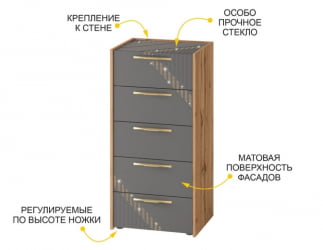 Комод в спальню Монако 902.19 Дуб Вотан Оникс Графит