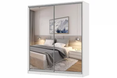 Белый шкаф-купе с зеркалом Виктория 2000х584х2300, Белый 20ДЗДЗ-ПШШШ-Б 310-1463