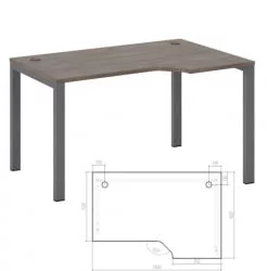 Стол эргономичный правый на металлоопорах New Line NLN36322534 Дуб шамони темный