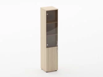 Шкаф высокий со стеклом Глассй 6.19.15Л Дуб молочный / Glassy