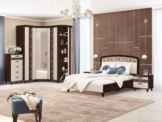 Комплект мебели для спальни Катрин №04 Дуб венге Белый песок Санчо крем Браун вуд