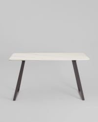 Стол обеденный Vermont 140*80 см керамика белая ножки серые