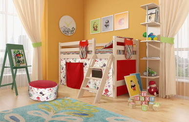 Кровать-домик Соня Вариант 12 с наклонной лестницей