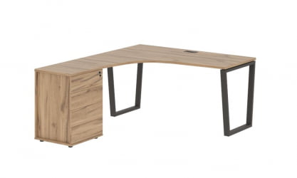 Стол эргономичный с тумбой левый EDIS EVCET 1518 L Дуб Денвер светлый Мокко