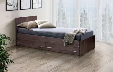 Односпальная кровать с ящиком с ящиками на уголках №4 ЛДСП 900*2000 Ясень Шимо светлый