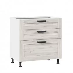 Тумба кухонная 800 с 3 ящиками ЛЮКС (4) Тип 1 Винченца ЛД 234.930.000.024 Белый Дуб Крафт белый