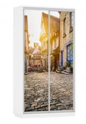 Шкаф-купе с фотопечатью Экспресс Хит Улица/Белый снег