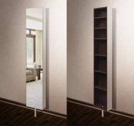 Поворотный зеркальный шкаф Зум Шелф Венге