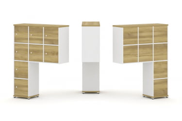 Надставка на стол высокая односторонняя + задняя стенка (8 шт.) + распашной фасад (8 шт.) CONCEPT CN.ONV-010 Дуб Винченцо Белый бриллиант Белый металл