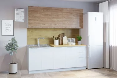 Гарнитур кухонный 2000 (накладная мойка) ель карпатская/белый грунт