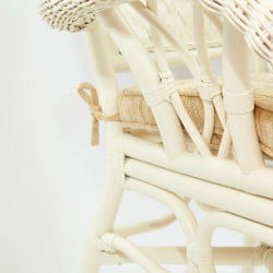 Комплект обеденный ANDREA GRAND (стол со стеклом+6 кресел+ подушки) TCH White (белый), Ткань рубчик, цвет кремовый