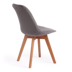 Стул TULIP SOFT (mod. 74) / 1 шт. в упаковке вельвет/дерево , 54 х 47 х 83 см , светло-серый (HLR19)/натуральный
