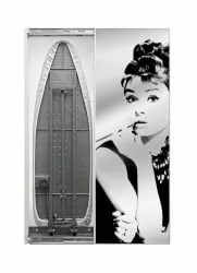 Шкаф со встроенной гладильной доской Iron Slim Print (правый, купе) Беленый дуб