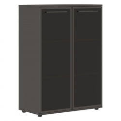 Шкаф со стеклянными дверьми в металлической раме ЕДИС ЕМCС 85.7 Мокко Мокко / EDIS EMCS