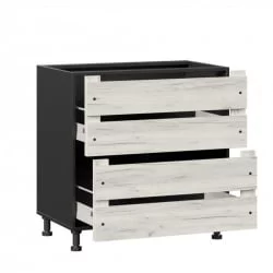 Тумба кухонная 800 с 2 ящиками ЛЮКС (4) Винченца ЛД 234.920.000.065 Тип 2 Черный Дуб Крафт белый