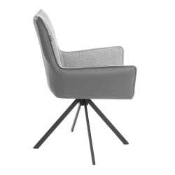Кресло Murano/Мурано опора 360, велюр/букле (HYP)/Экокожа, светло-серый/графит
