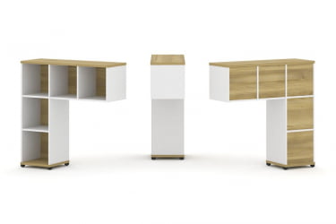 Надставка на стол низкая односторонняя + задняя стенка 5шт. CONCEPT CN.ONN-001 Дуб Винченцо Белый бриллиант Черный металл