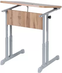 Парта одноместная эргономичный с углом наклона и пеналом (рост 3-7) Серый/Металл Серый