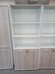 Шкаф 4 широкий верх открытый, низ закрытый Дека 10.19.111 Дуб Сантана светлый/Белый / Deka