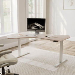 Стол компьютерный с электроприводом Eureka ERK-EDI-FS-MW (Fan shaped), клен