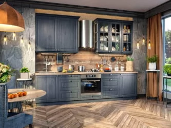 Шкаф кухонный 500 со стеклом Тип 1 Мокка ЛД 274.340.000.154 Черный Дуб фактурный антрацит