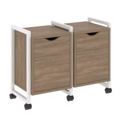 Тумба на колесных опорах наборная. Вариант №2 LOFT VR.L-TN-2.K Металл белый Дуб Аризона